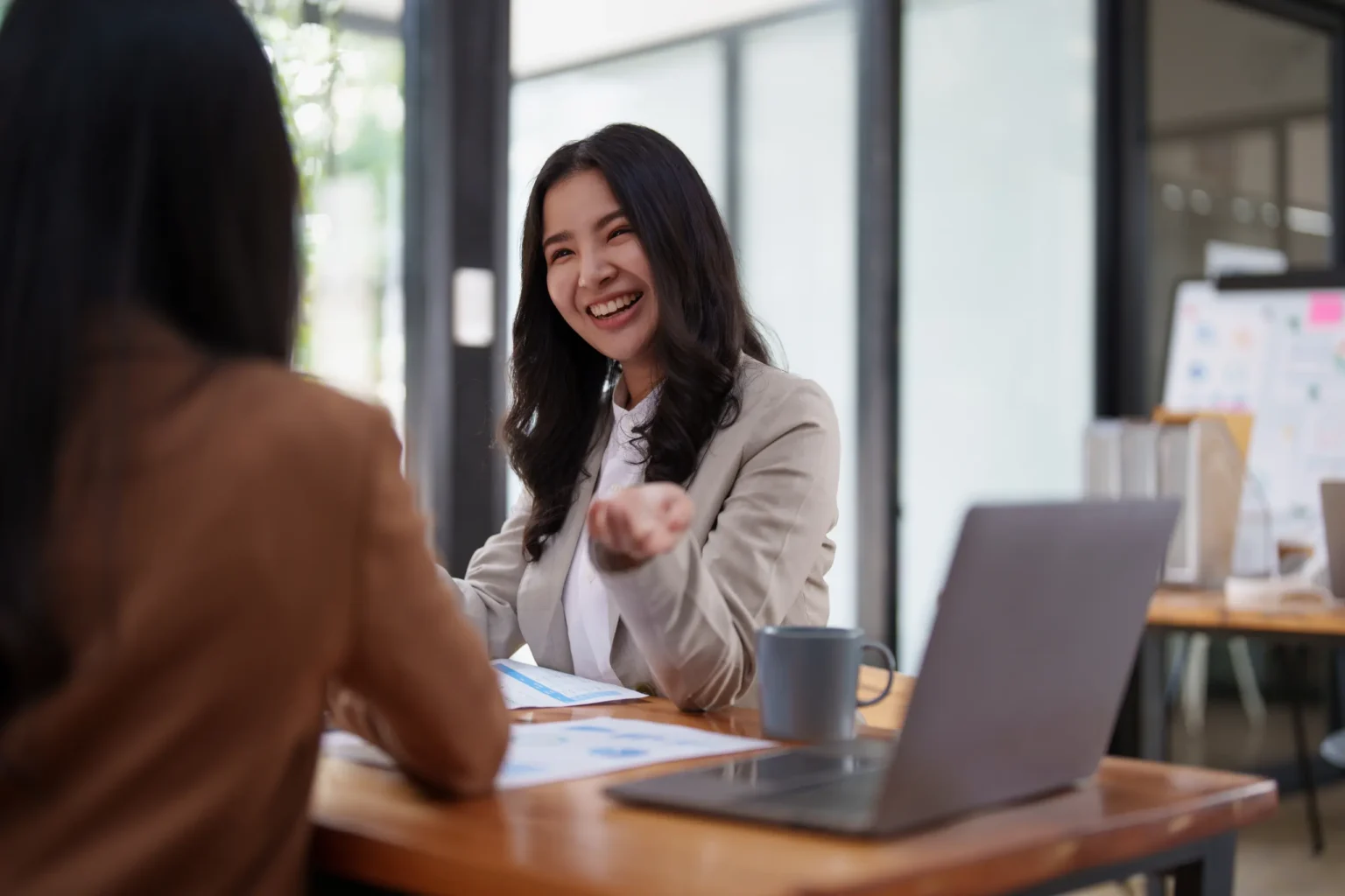 A group of business consultants working together