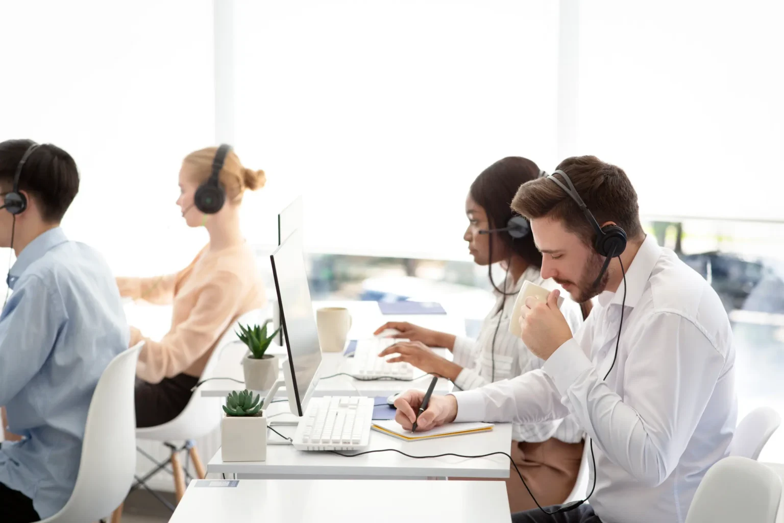 A helpdesk team providing business IT support
